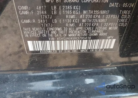 2024 Subaru Crosstrek Wilderness z USA, uszkodzony, nr VIN 4S4GUHU68R3795418